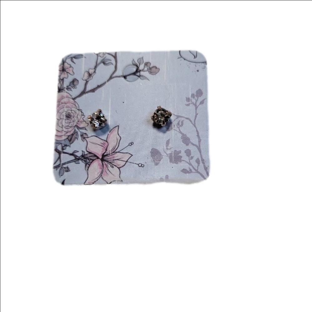 Silver Princess Cut Solitaire Post Earrings